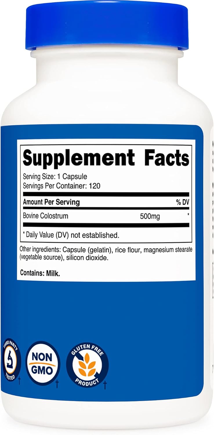 3 Bottles of Nutricost Colostrum 500mg Capsules - Total 360 Capsules