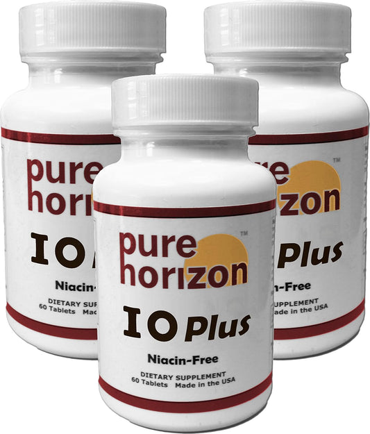 3 Bottles of Pure Horizon IOPlus Niacin-Free Iodine Supplement for Thyroid Support