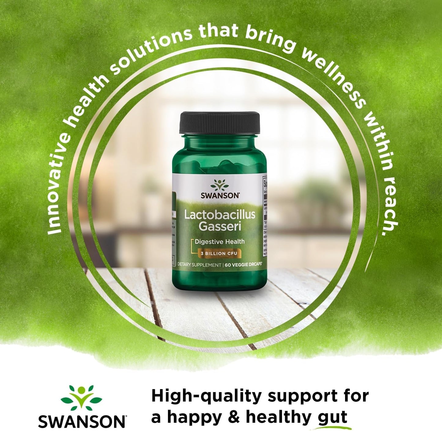 3 Bottles of Swanson Lactobacillus Gasseri Probiotic Supplement - 60 Veggie Capsules Each - Supports Digestive Health, Satiety, and Fat Metabolism with 3 Billion CFU