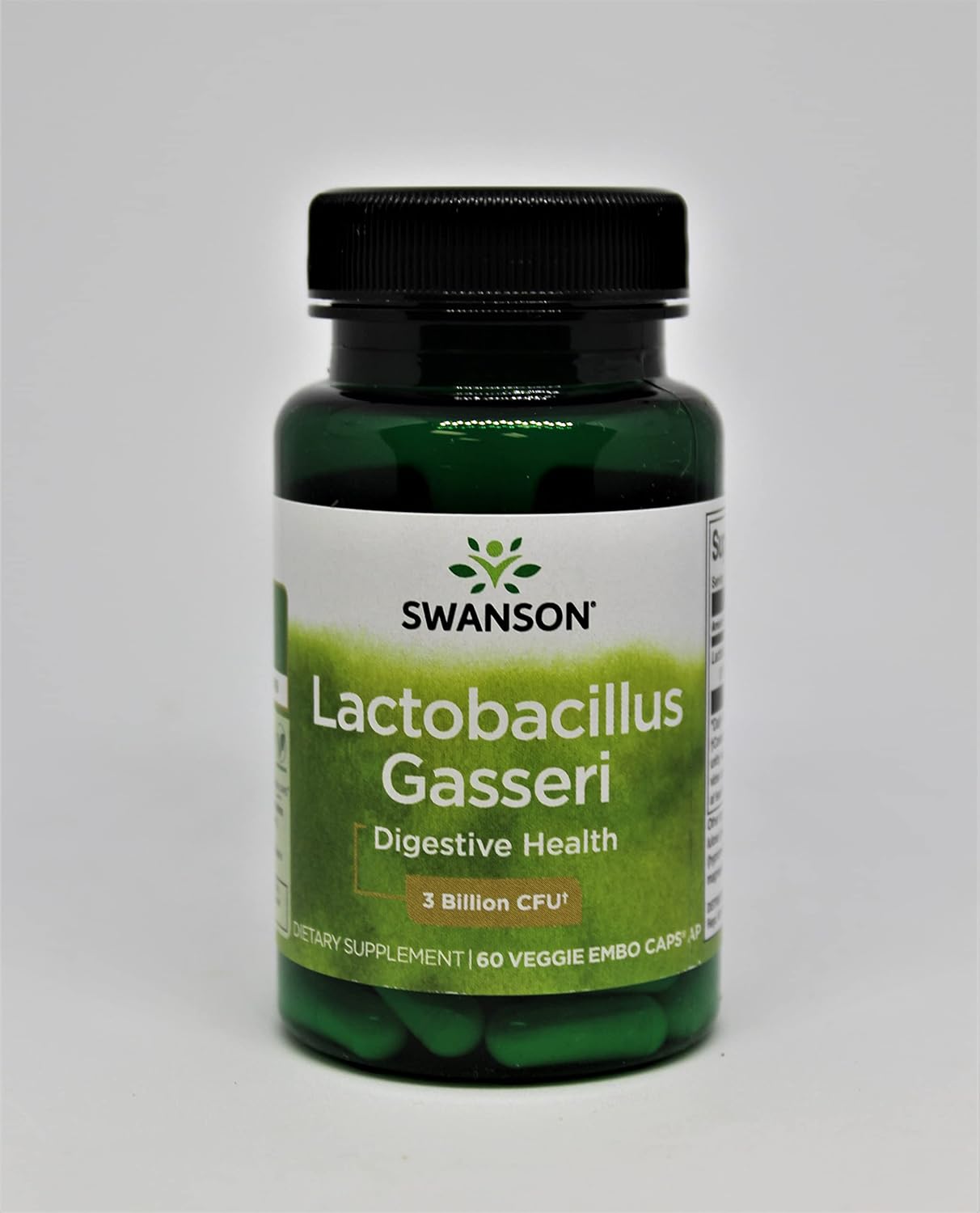 3 Bottles of Swanson Lactobacillus Gasseri Probiotic Supplement - 60 Veggie Capsules Each - Supports Digestive Health, Satiety, and Fat Metabolism with 3 Billion CFU