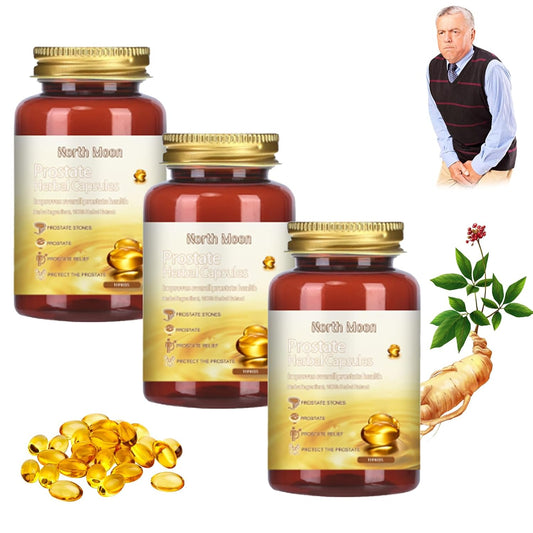 3 Bottles of Vulvv North Moon Prostate Health Herbal Capsules for Men - Natural Prostate Support Supplement