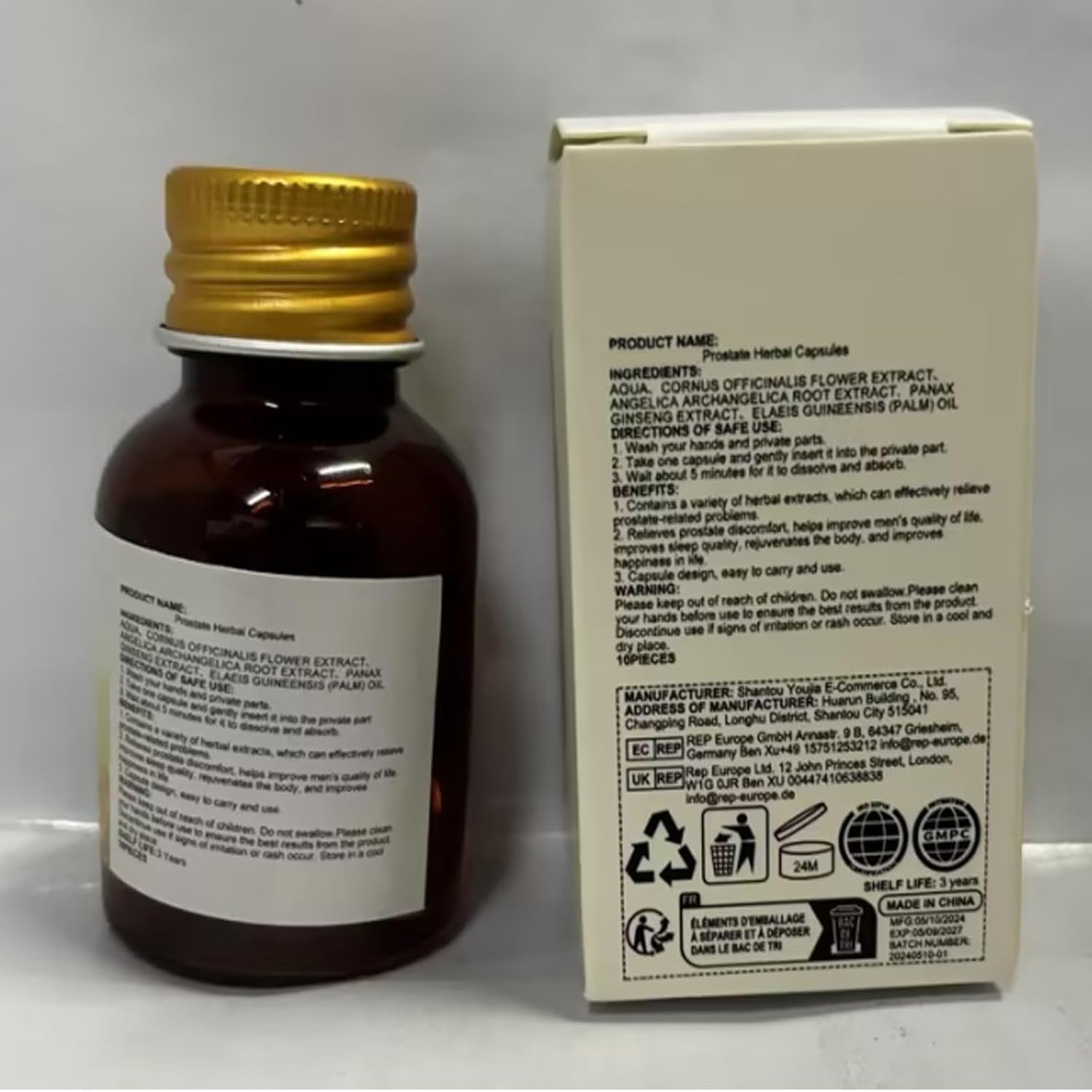 3 Bottles of Vulvv North Moon Prostate Health Herbal Capsules for Men - Natural Prostate Support Supplement