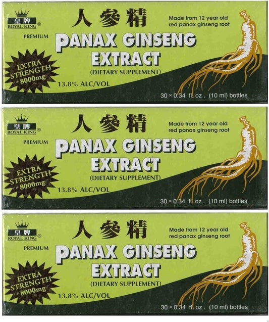 3 Boxes of Royal King Panax Ginseng Extract with Alcohol 8000 mg - 30 Vials