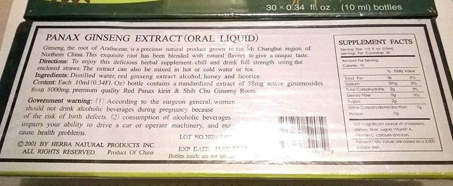 3 Boxes of Royal King Panax Ginseng Extract with Alcohol 8000 mg - 30 Vials