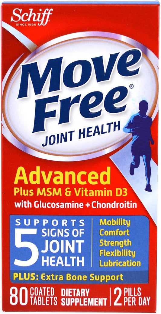 3 Boxes of Schiff Move Free Advanced Joint Health Supplement Tablets - 80 Count Each - Glucosamine, Chondroitin, MSM, D3 - Mobility Support