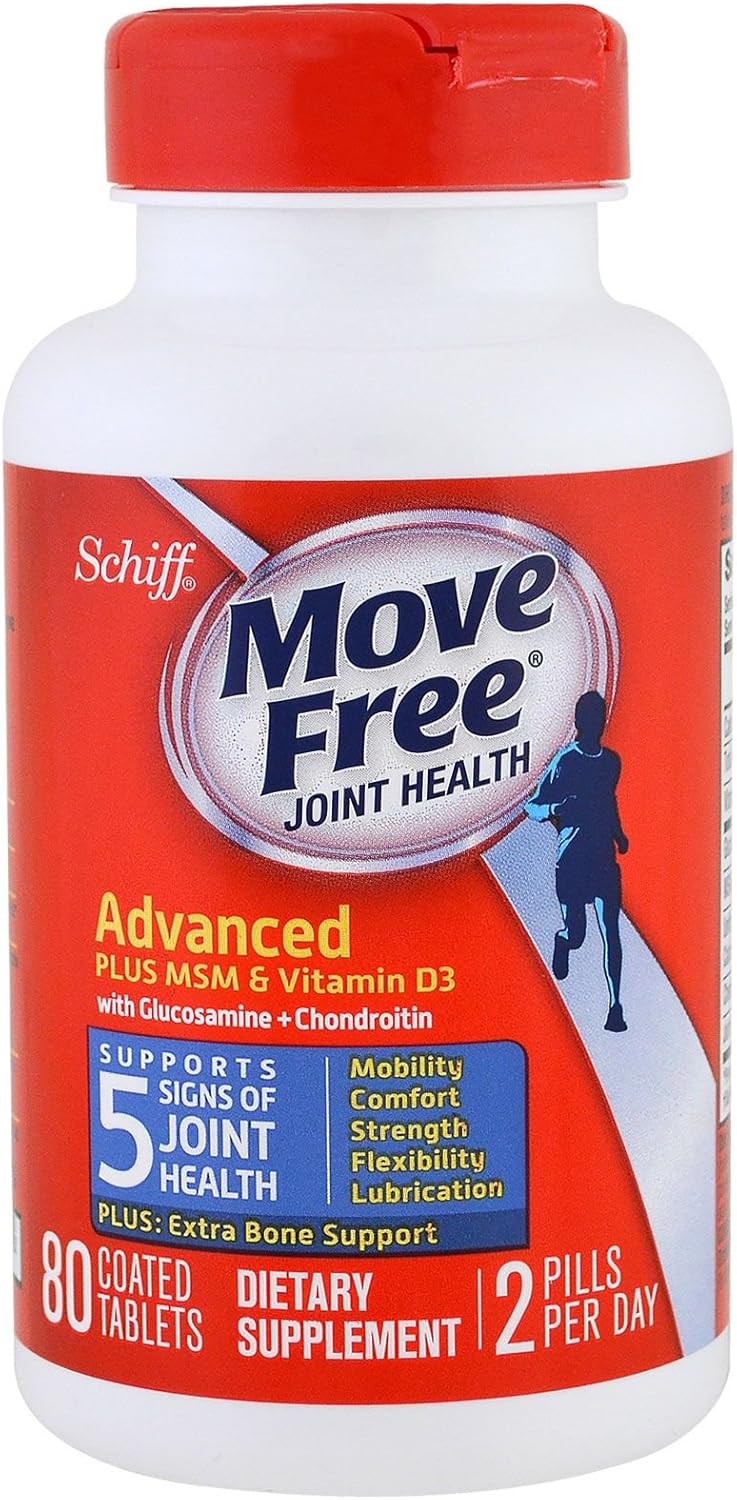 3 Boxes of Schiff Move Free Advanced Joint Health Supplement Tablets - 80 Count Each - Glucosamine, Chondroitin, MSM, D3 - Mobility Support