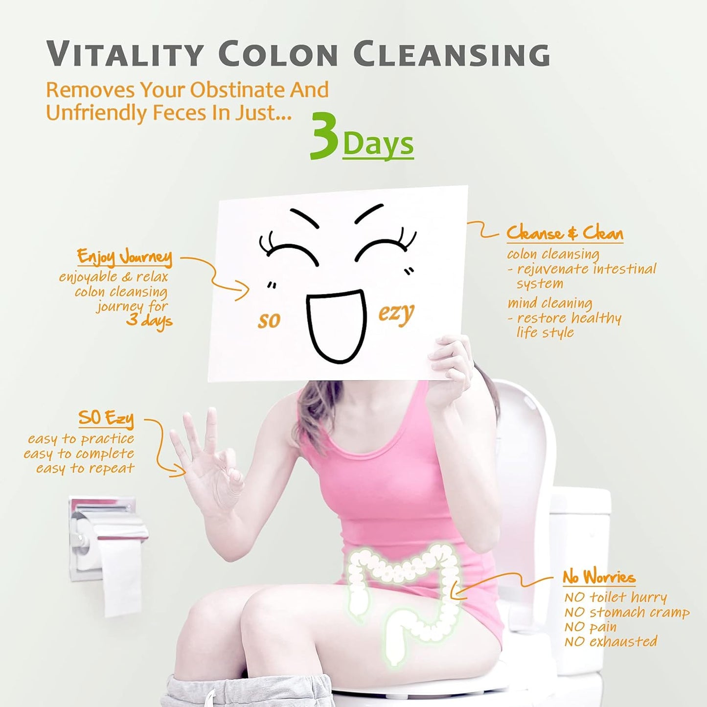3-Day Juice Cleanse for Deep Colon Cleansing and Stomach Bloating Relief - Natural Fiber Detox Kit for Gut Health - 24 Convenient Packets
