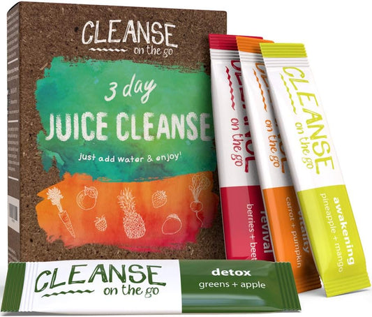 3 Day Juice Cleanse Powder Packets - Convenient On-the-Go Cleansing with Just Water - 21 Packets