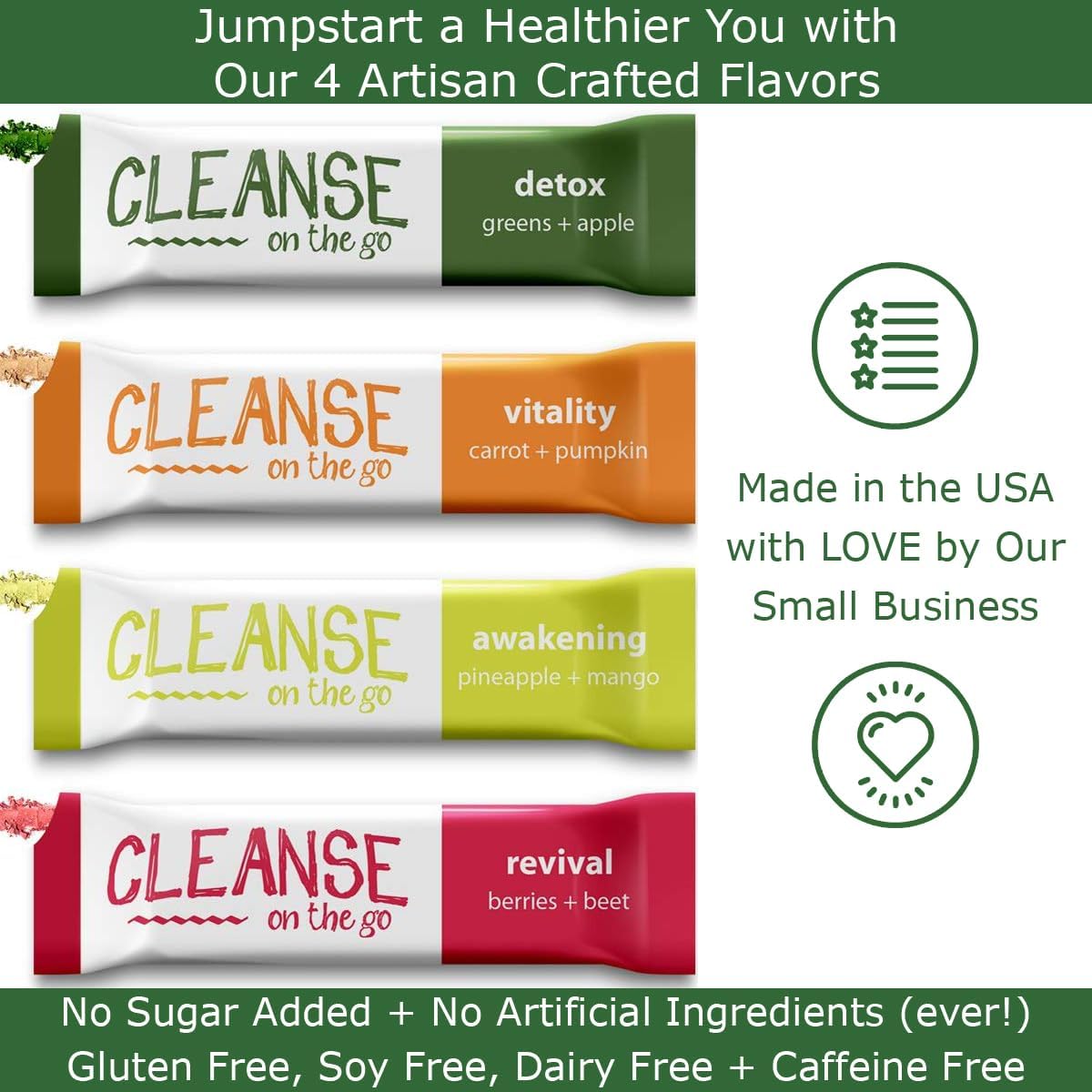 3 Day Juice Cleanse Powder Packets - Convenient On-the-Go Cleansing with Just Water - 21 Packets