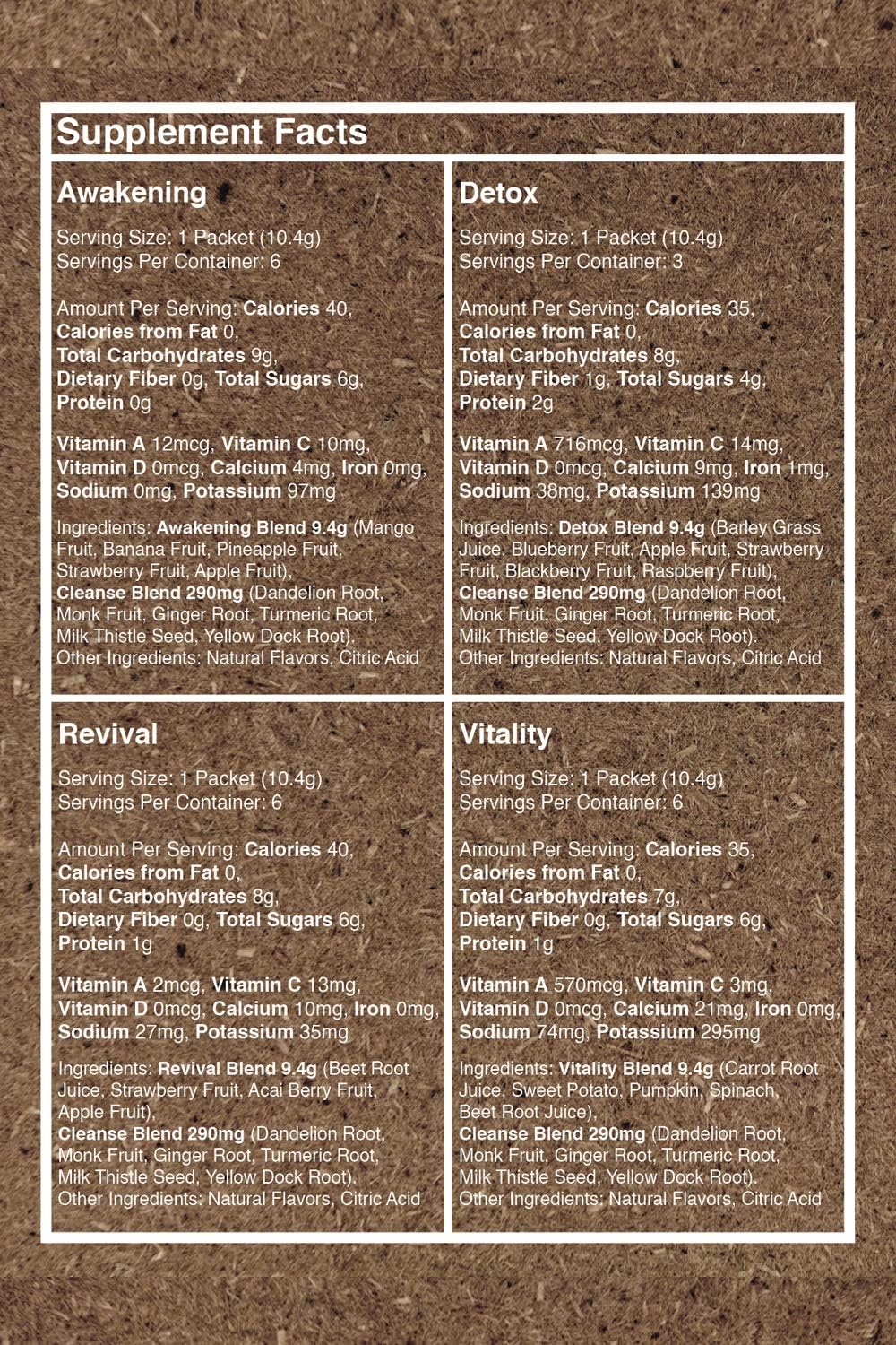 3 Day Juice Cleanse Powder Packets - Convenient On-the-Go Cleansing with Just Water - 21 Packets