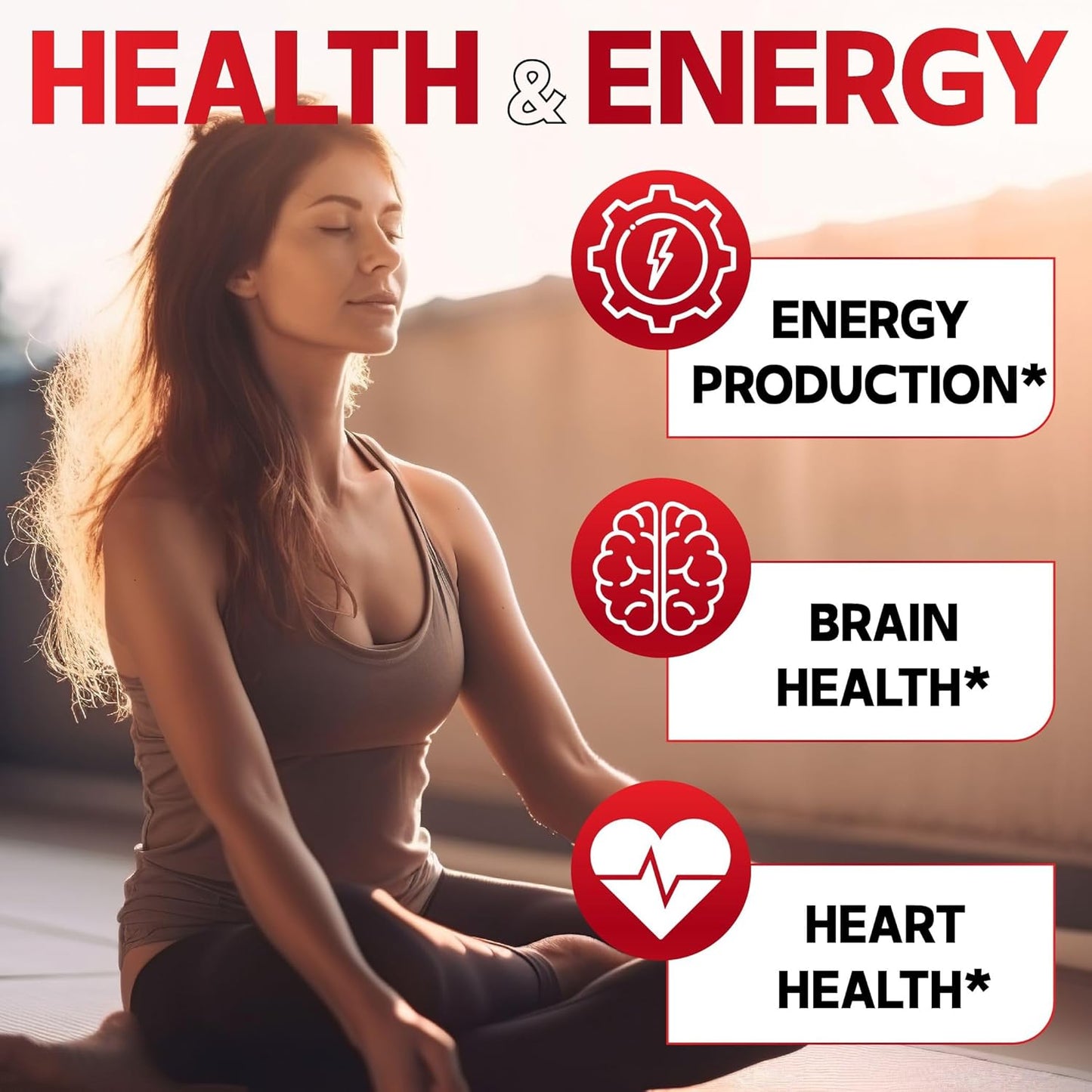 3-in-1 Mitochondrial Supplement with PQQ, CoQ10, and Acetyl L-Carnitine - 60 Capsules for Brain Health and Energy - Gluten-Free, Non-GMO - 2 Month Supply