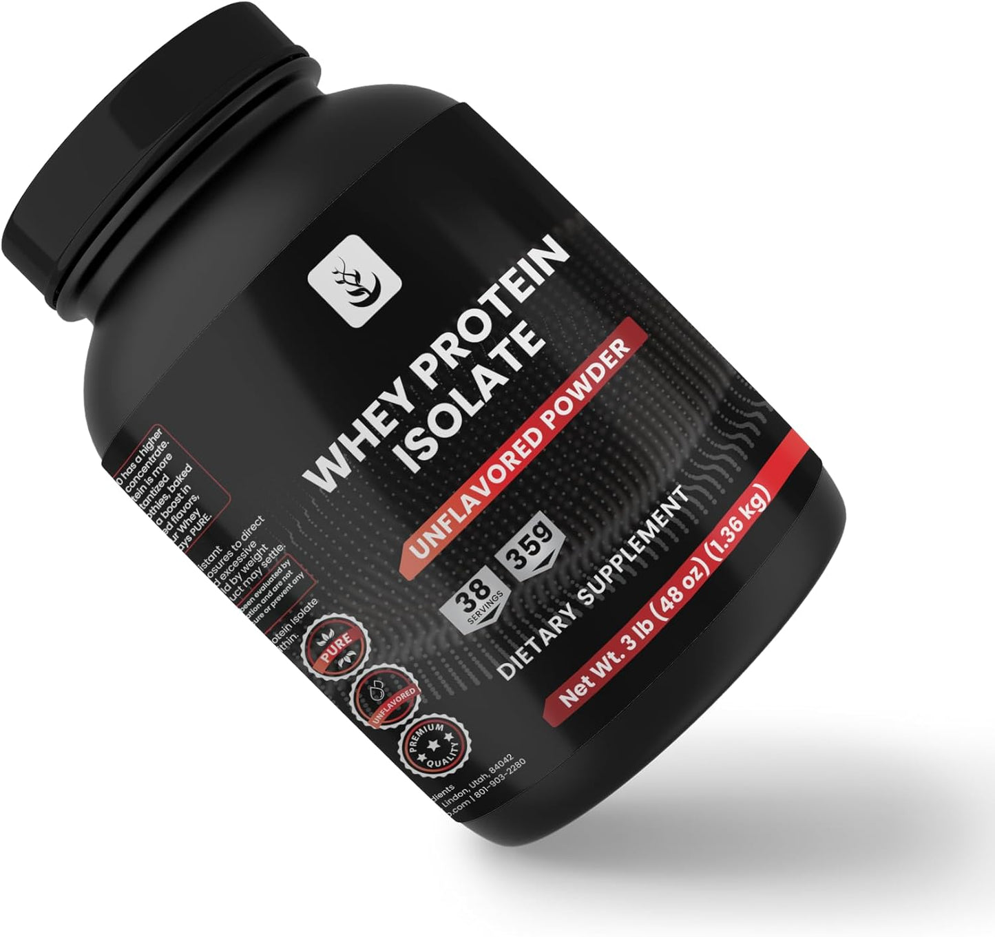 3 lb Instantized Unflavored Whey Protein Isolate with Pure Original Ingredients