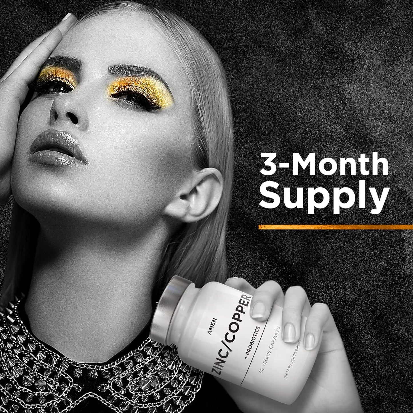 3 Month Supply of Amen Zinc & Copper Supplement with Probiotics - 50mg Zinc Picolinate Vitamin Pills - Essential Minerals - 2 Billion CFUs Probiotic - Vegan & Non-GMO - 90 Capsules