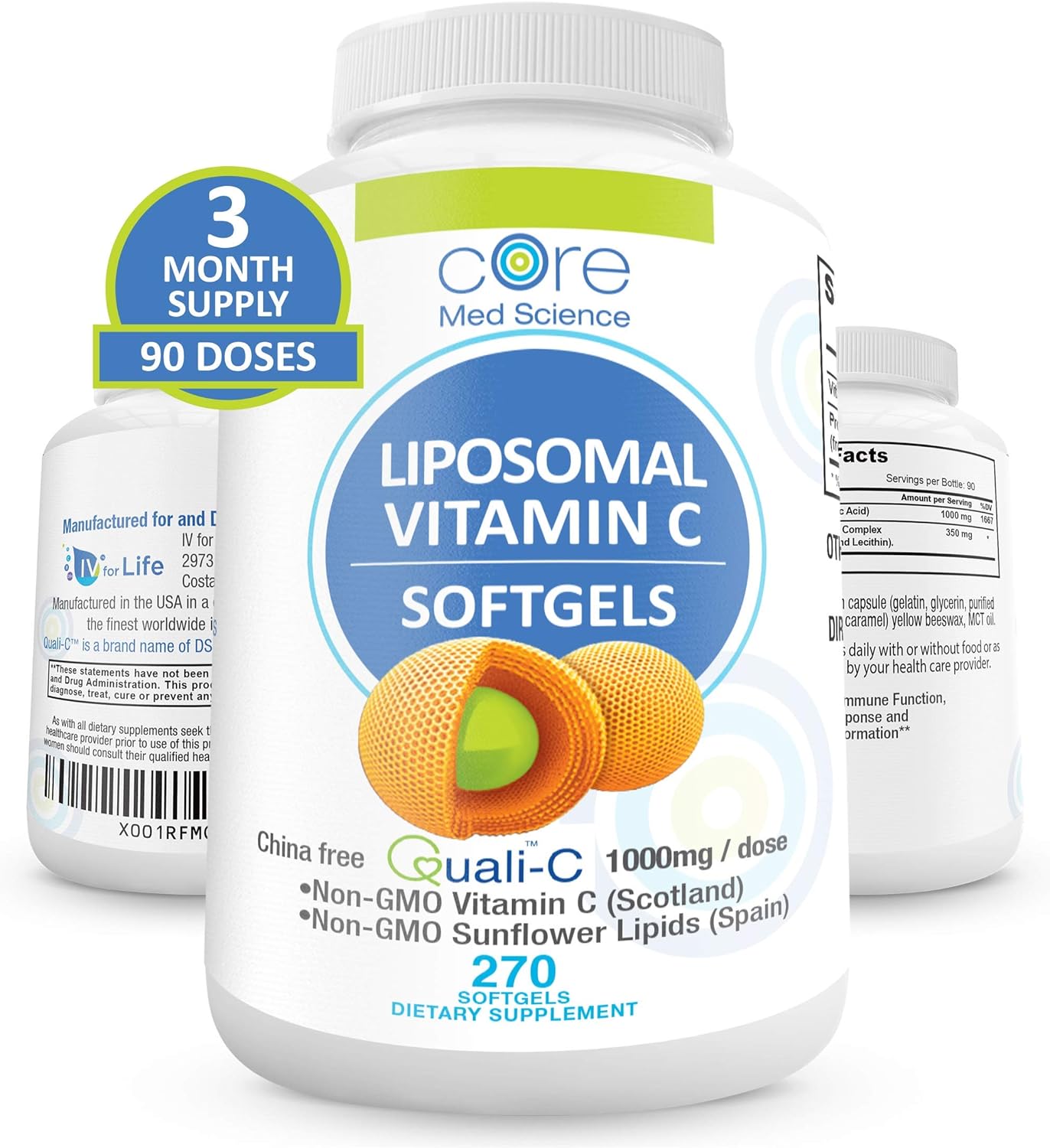 3 Month Supply of Core Med Science Liposomal Glutathione & Vitamin C Softgels