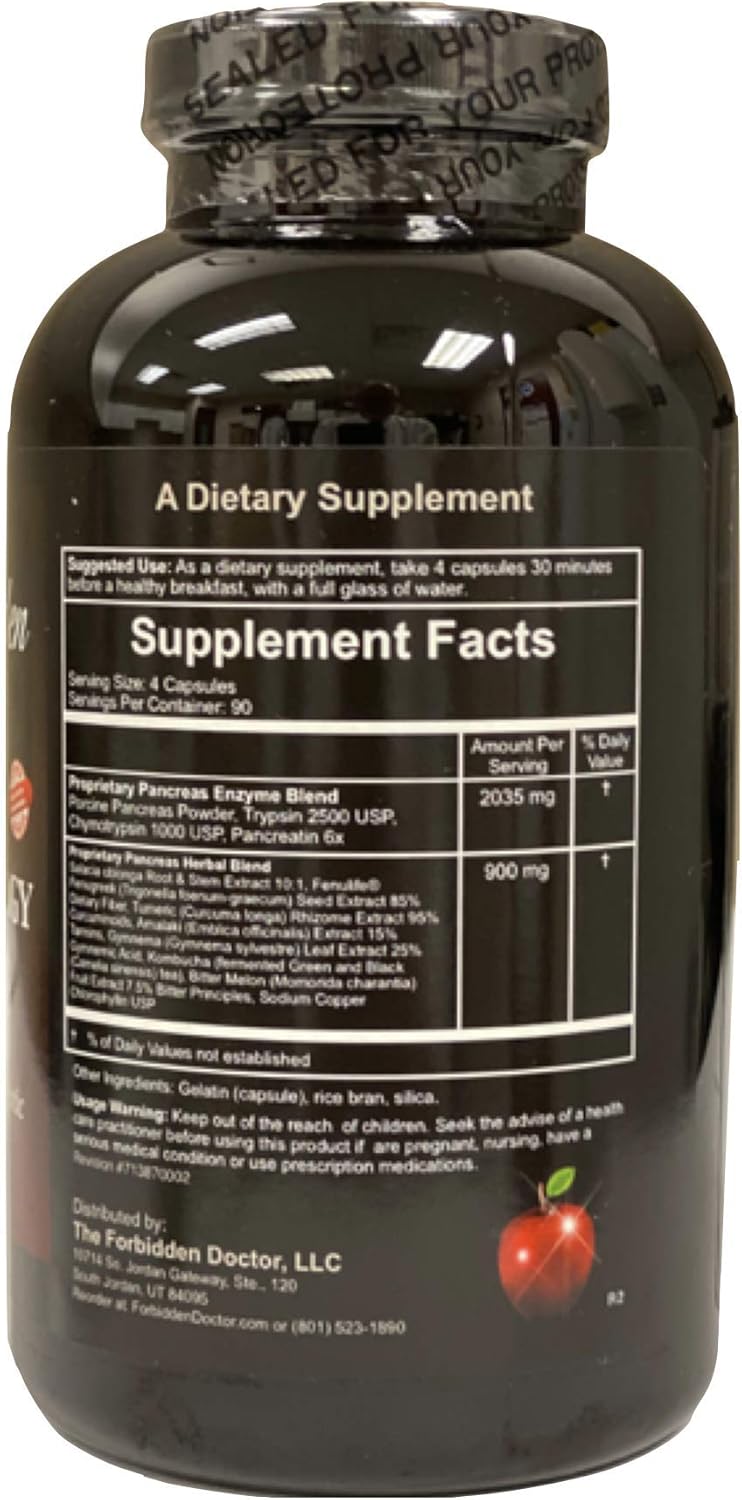 3-Month Supply of Grace LongLife Energy Enzymes - Pancreatin 6X for Digestive Support - 100% Whole Food with Trypsin, Chymotrypsin, Probiotics, Turmeric, and Herbs
