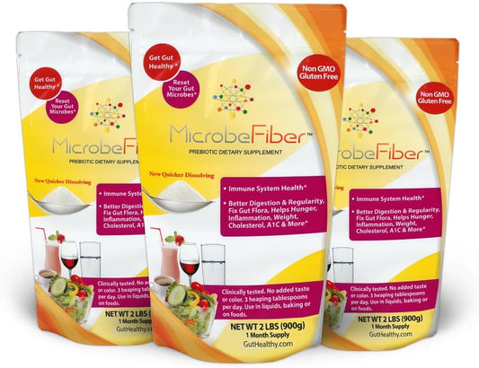 3-Month Supply of MicrobeFiber Prebiotic Soluble Fiber for Gut Health & Microbiome Reset