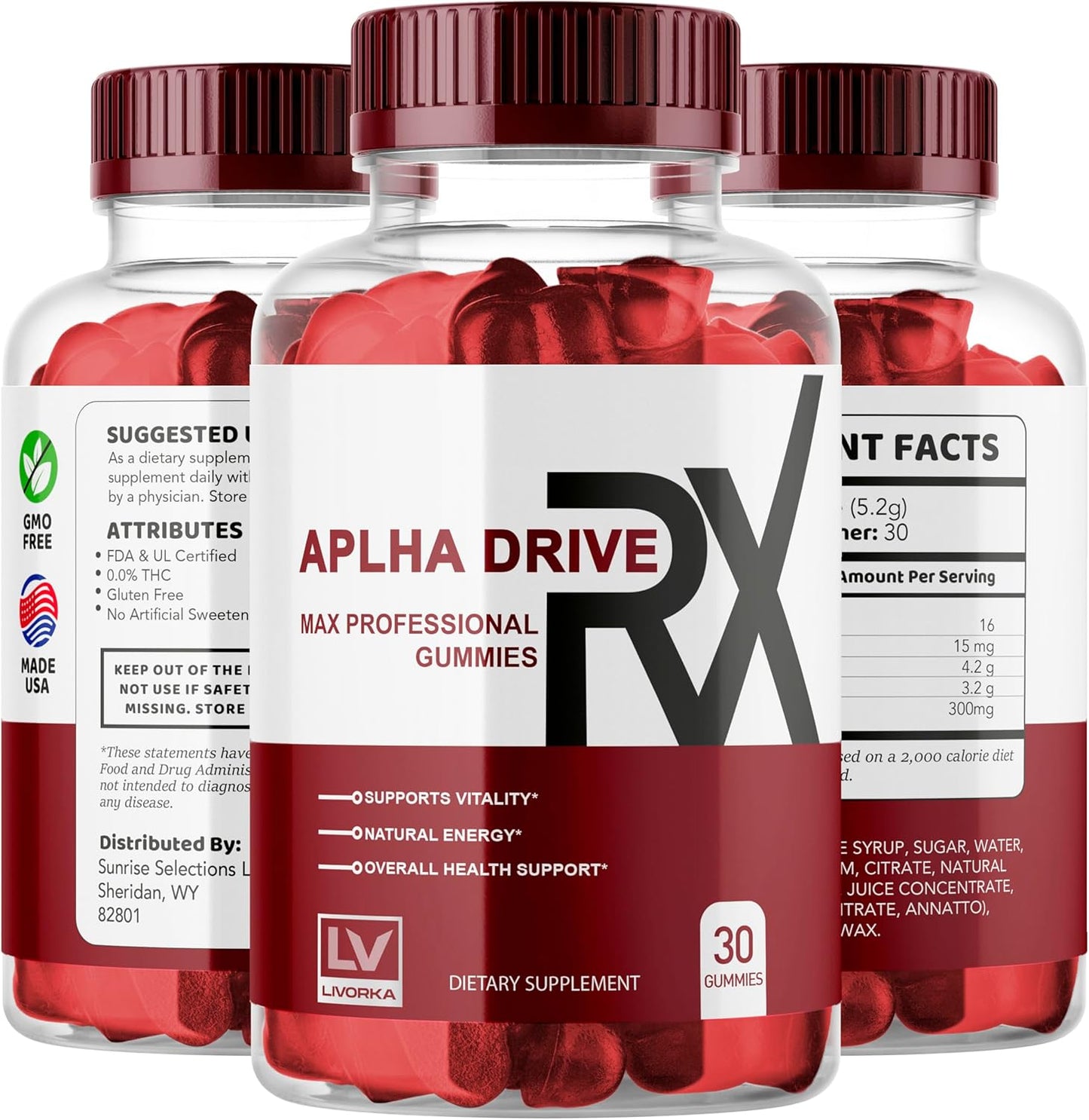 3 Pack Alpha DriveRX Gummies - 90 Gummies for 3 Months, Advanced Formula