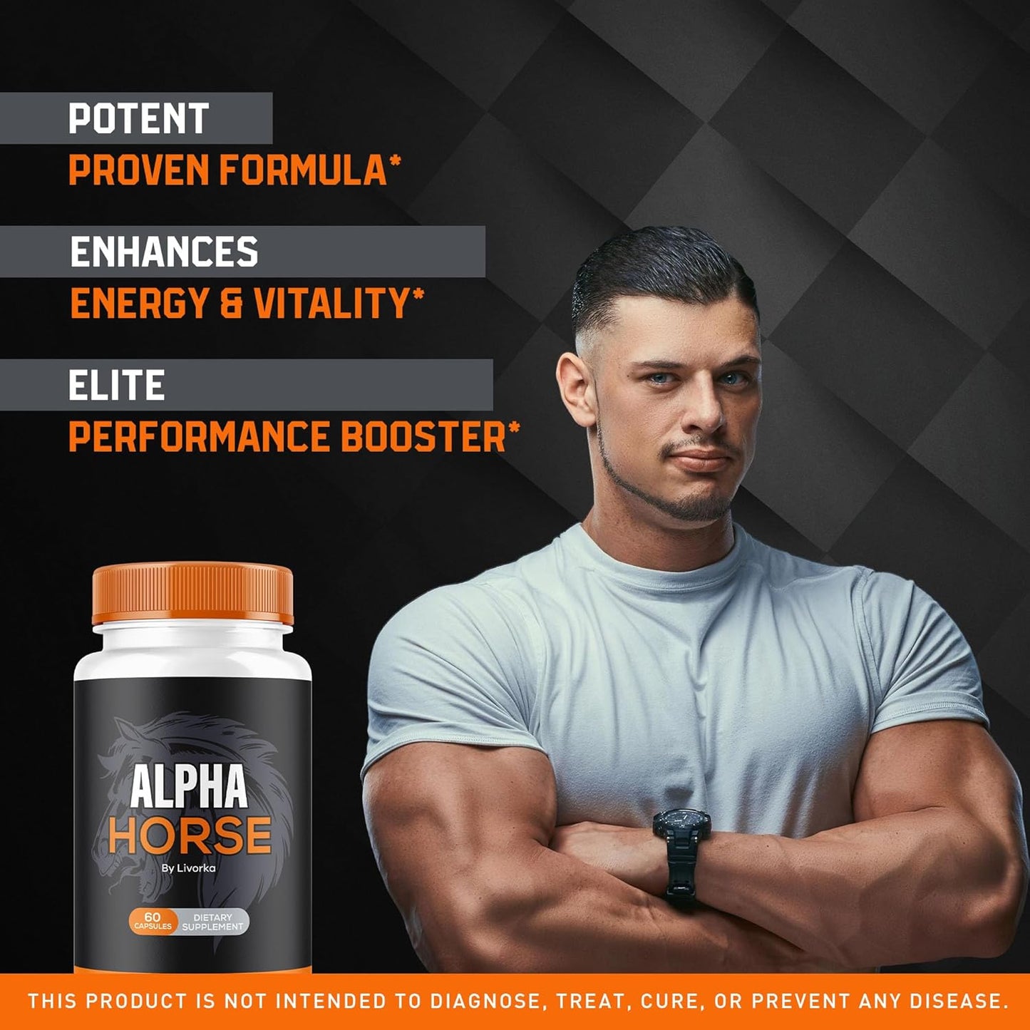 3 Pack Alpha Horse Supplement Capsules - All Natural Men's Vitamin Formula for 3 Month Support