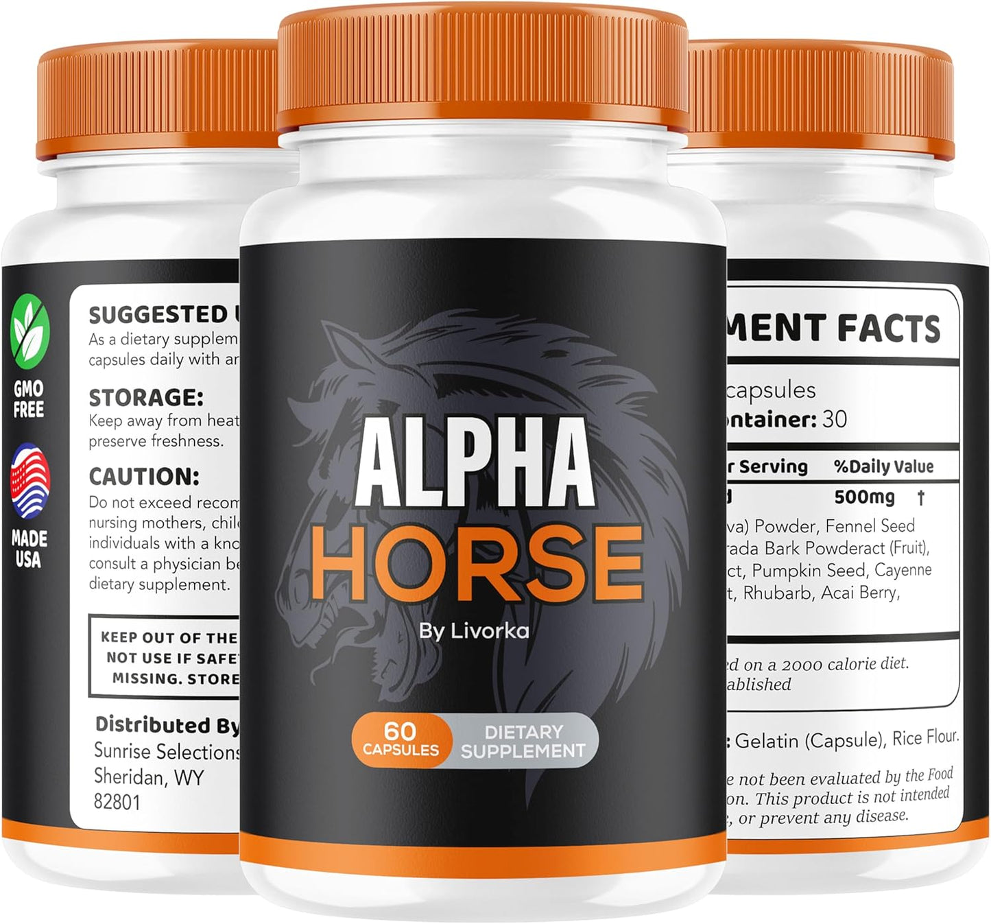 3 Pack Alpha Horse Supplement Capsules - All Natural Men's Vitamin Formula for 3 Month Support