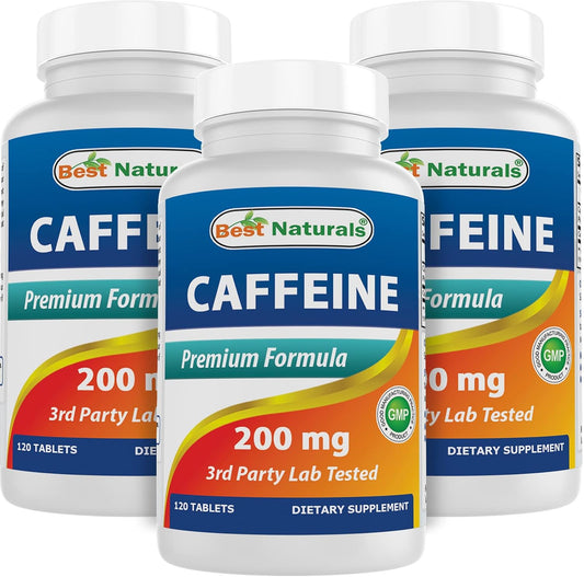 3 Pack Best Naturals Caffeine Pills 200mg Tablets - Non Habit-Forming - No Crash or Jitters - 360 Tablets Total