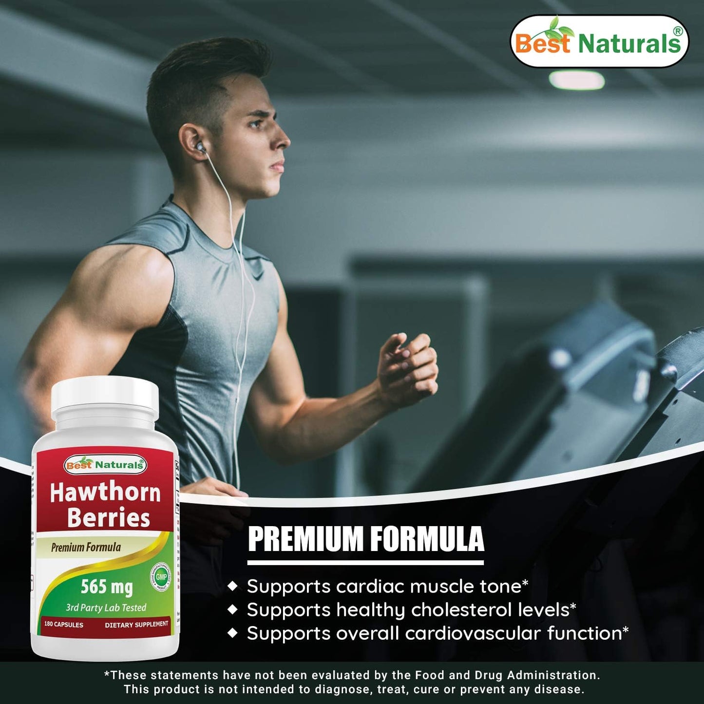 3-Pack Best Naturals Hawthorn Berry 565 mg Capsules - 180 Count per Bottle - Total of 540 Capsules