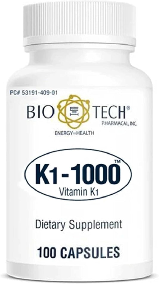 3 Pack Bio-Tech Pharmacal Vitamin K1-1000 (Vitamin K1) 100 Capsules