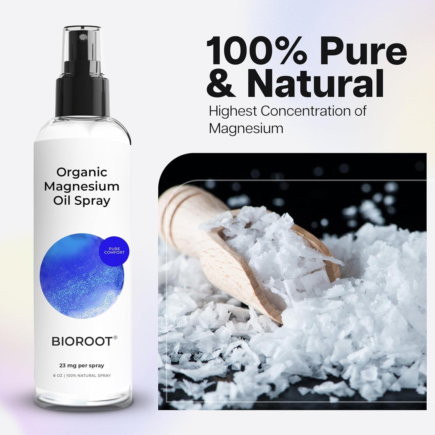 3 Pack BioRoot Organic Magnesium Oil Spray - 8oz, Fast Absorption, Pure, Promotes Sleep & Relaxation, Foot & Body Spray