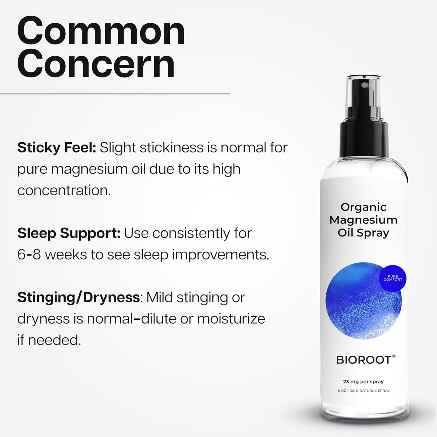 3 Pack BioRoot Organic Magnesium Oil Spray - 8oz, Fast Absorption, Pure, Promotes Sleep & Relaxation, Foot & Body Spray