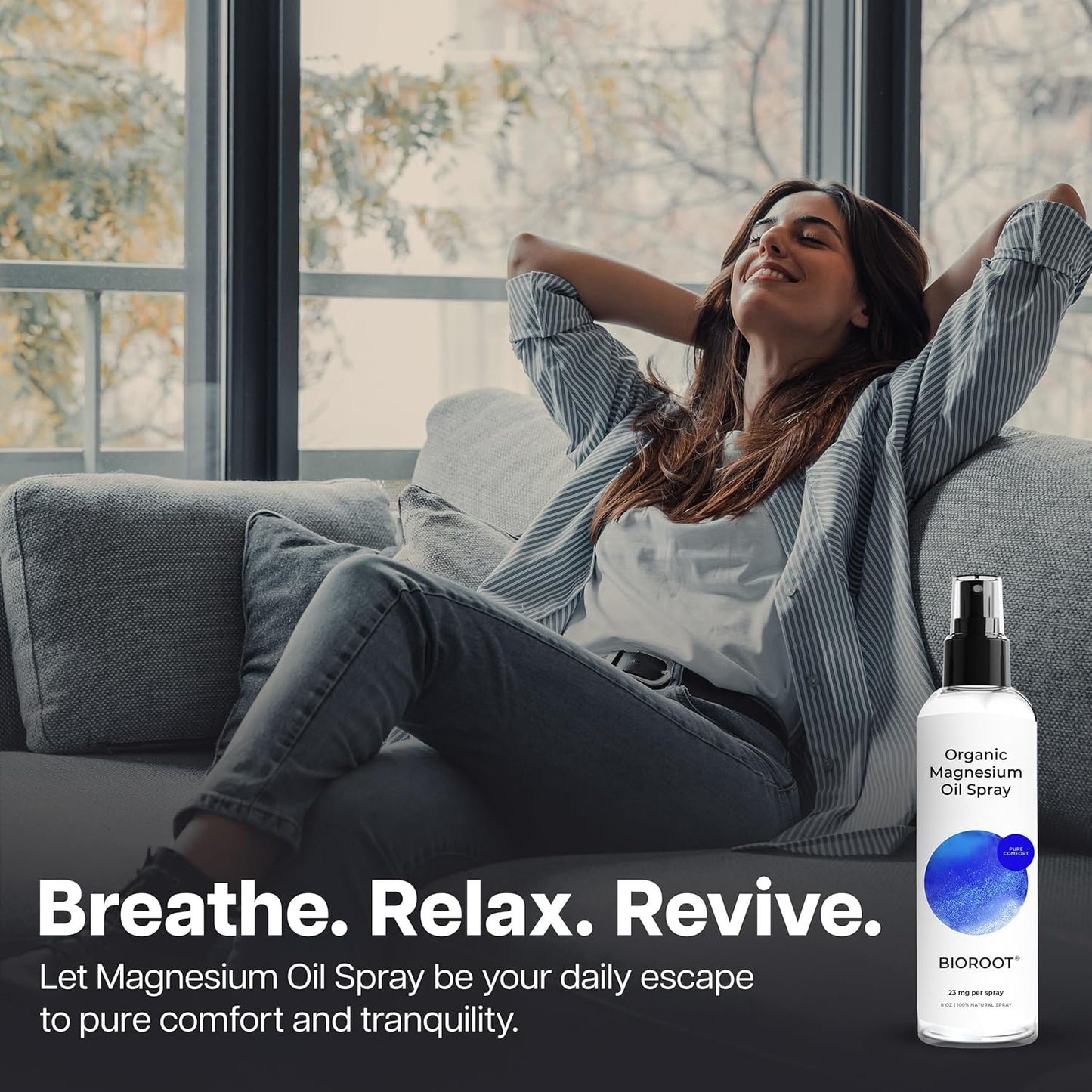 3 Pack BioRoot Organic Magnesium Oil Spray - 8oz, Fast Absorption, Pure, Promotes Sleep & Relaxation, Foot & Body Spray