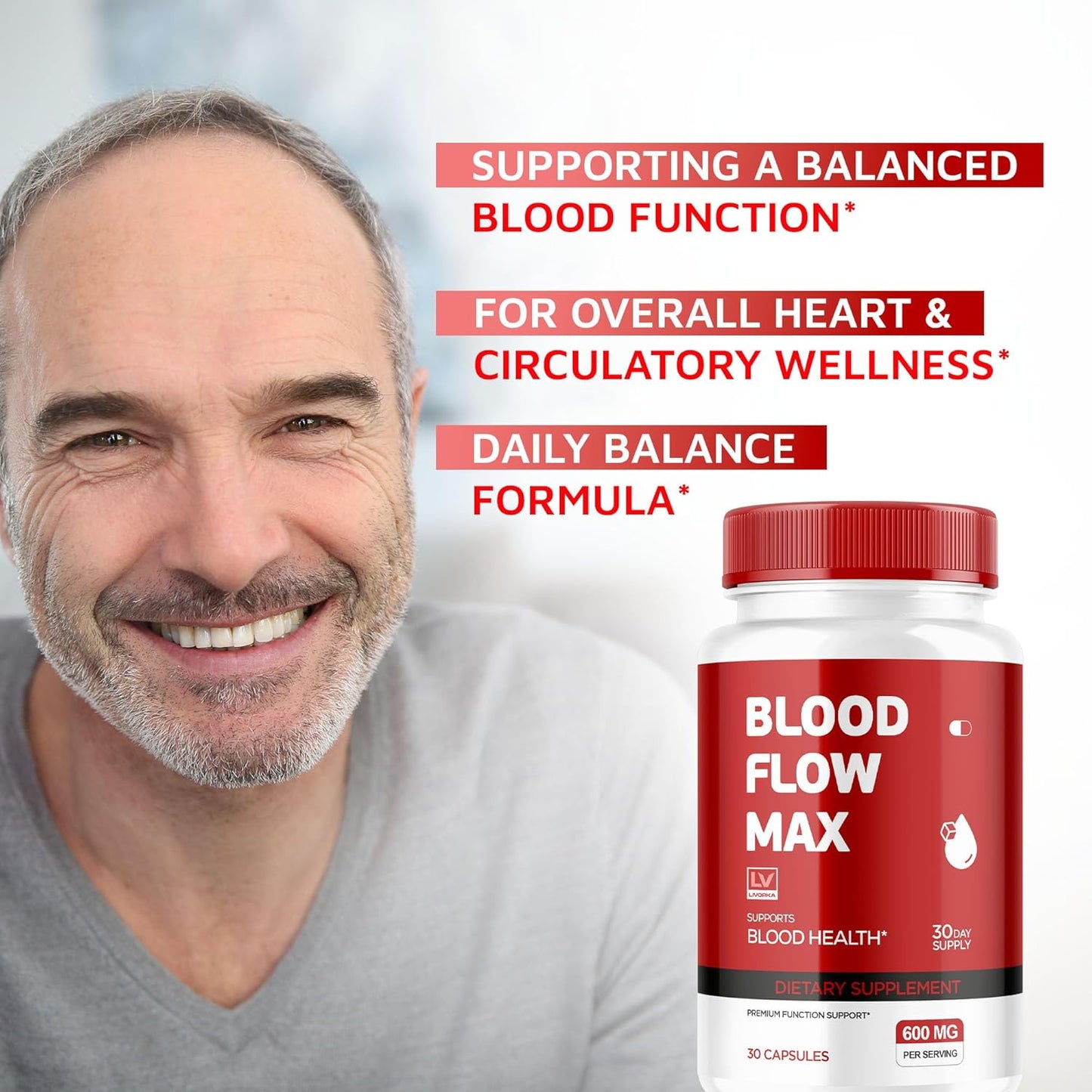 3 Pack Blood Flow Max Capsules for General Wellness - 90 Pills for 3 Months of Blood Support