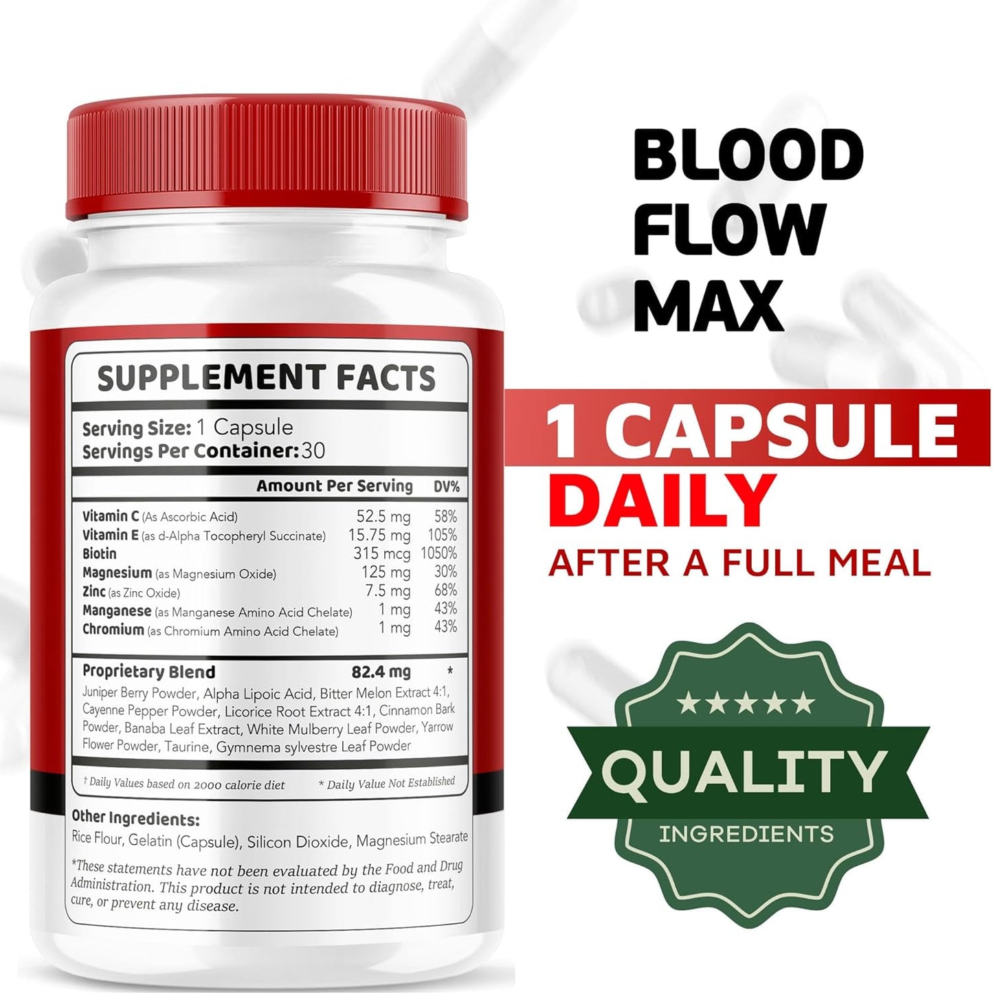 3 Pack Blood Flow Max Capsules for General Wellness - 90 Pills for 3 Months of Blood Support