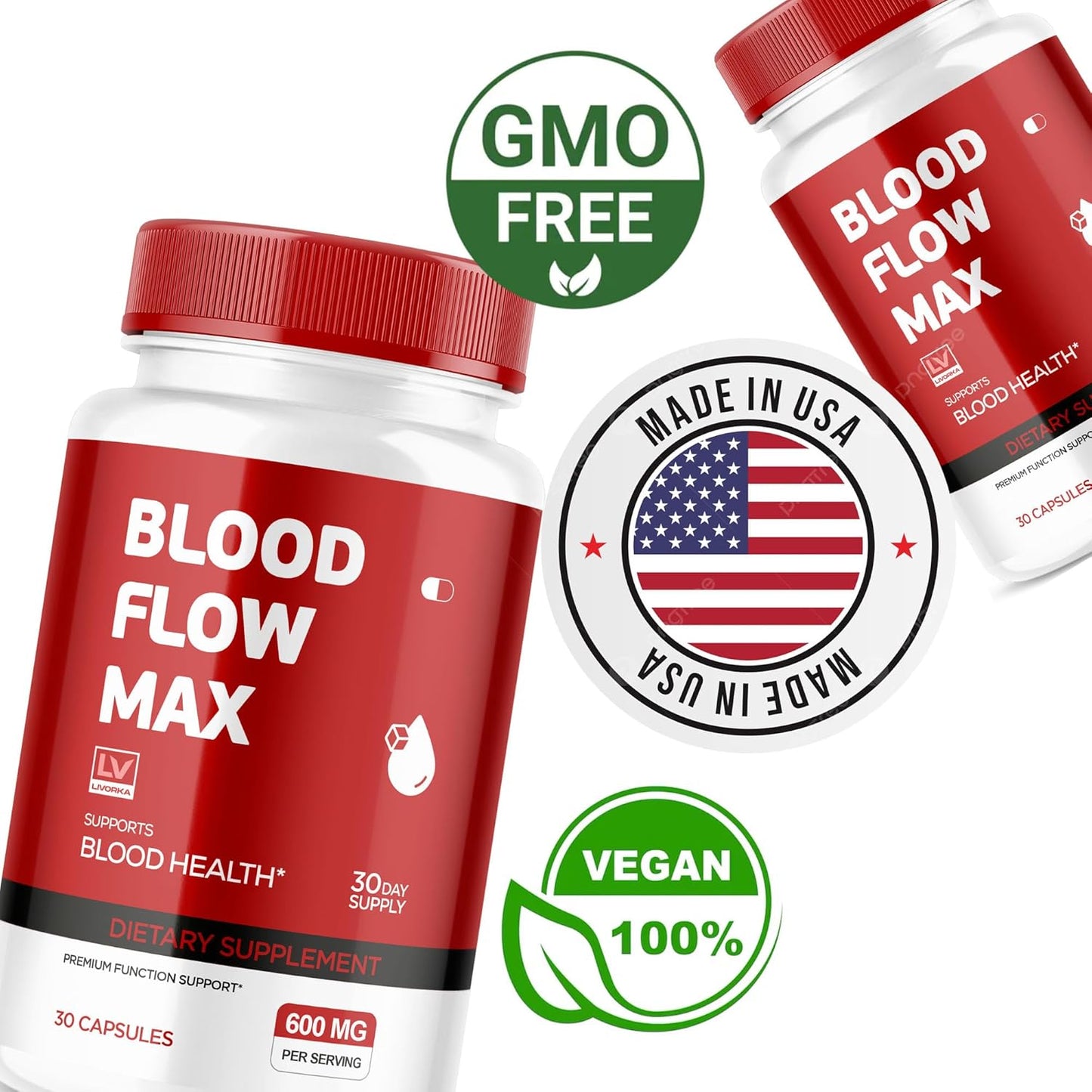 3 Pack Blood Flow Max Capsules for General Wellness - 90 Pills for 3 Months of Blood Support