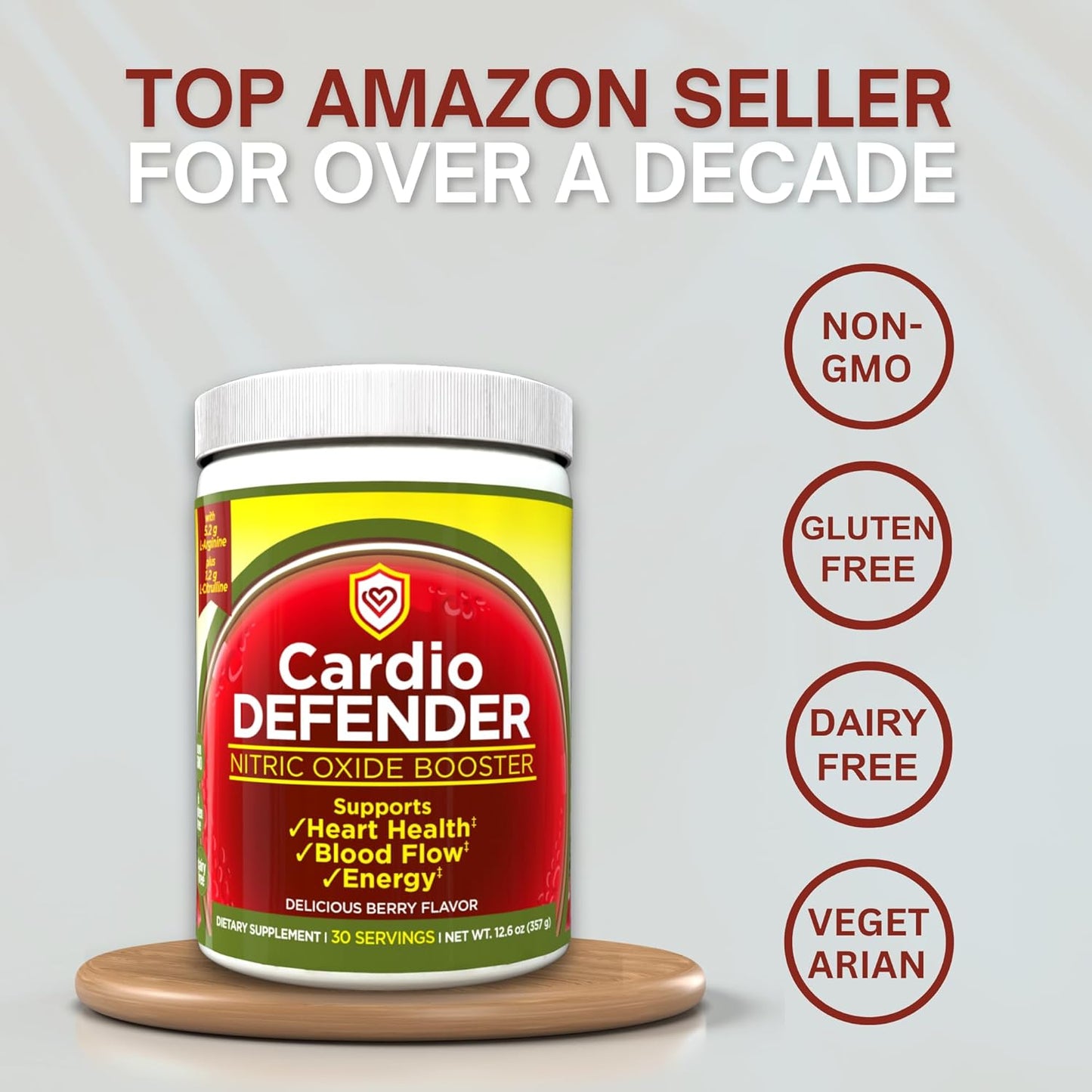 3 Pack Cardio Defender: L-Arginine & L-Citrulline Supplement for Heart Health & Nitric Oxide Booster - 5,200mg L-Arginine - Cardiovascular Support