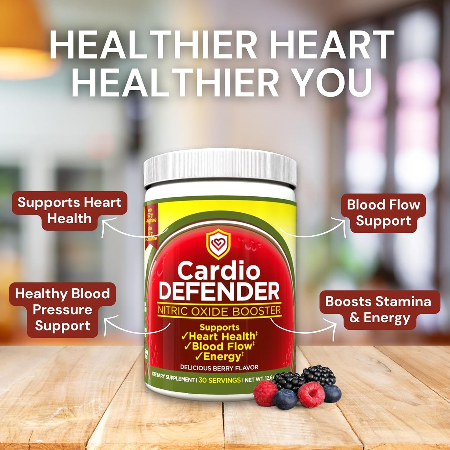 3 Pack Cardio Defender: L-Arginine & L-Citrulline Supplement for Heart Health & Nitric Oxide Booster - 5,200mg L-Arginine - Cardiovascular Support