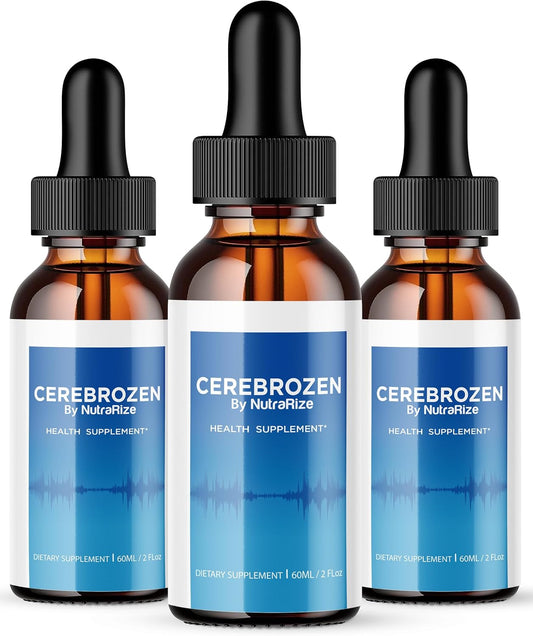 3 Pack Cerebrozen Drops - Advanced Formula for Ear Health, Natural Support to Improve Hearing, 24 Dietary Supplement - NutraRize