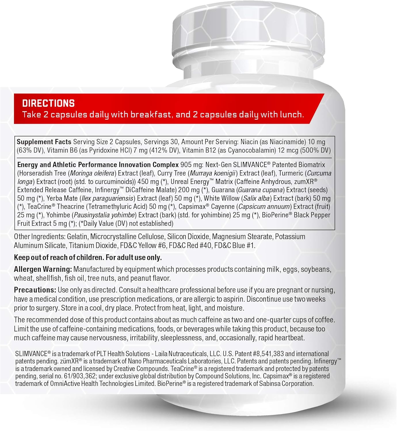 3-Pack Force Factor LeanFire with Next-Gen SLIMVANCE: Energy Pills with B Vitamins & Caffeine for Metabolism Boost & Workout Performance