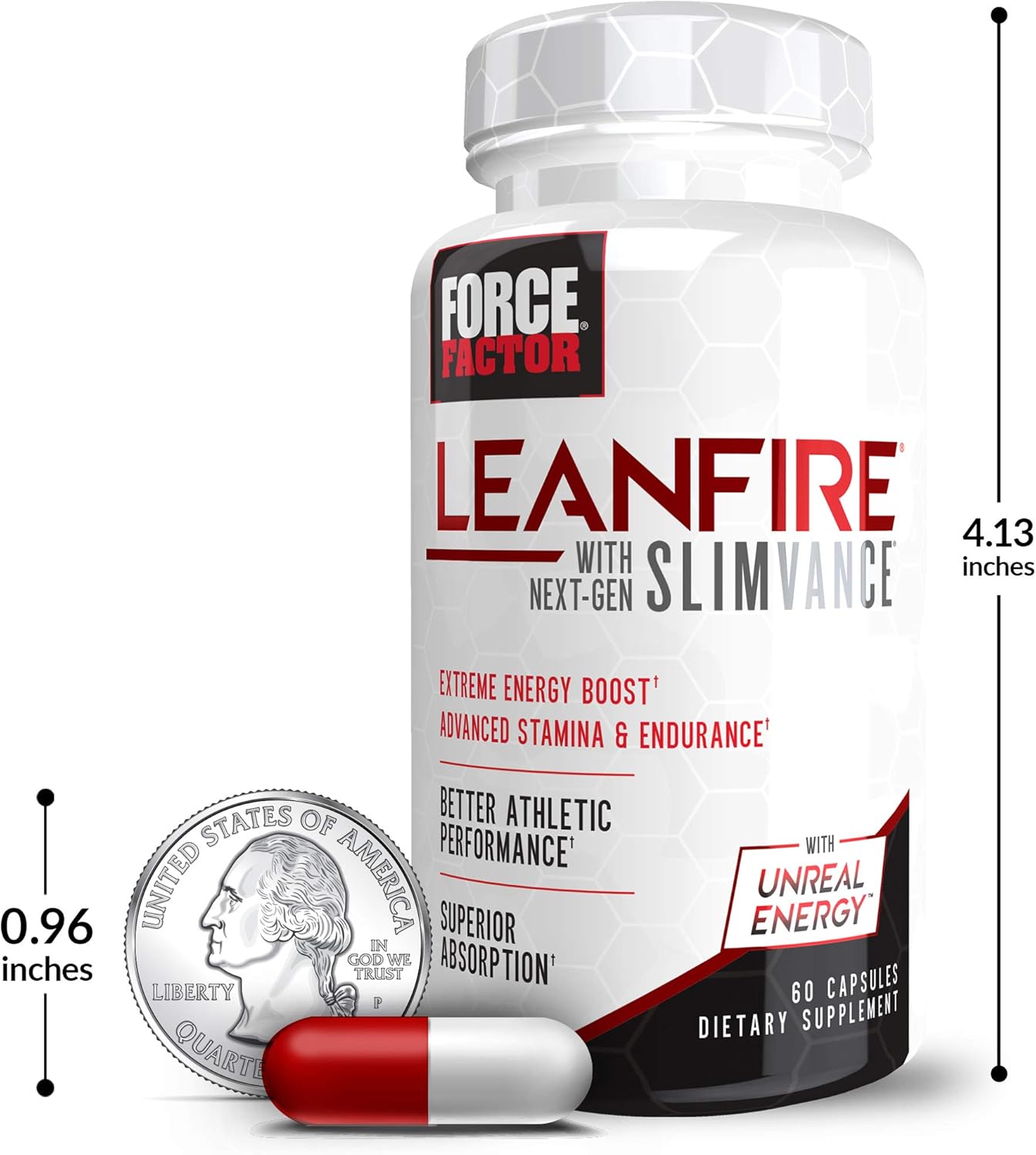 3-Pack Force Factor LeanFire with Next-Gen SLIMVANCE: Energy Pills with B Vitamins & Caffeine for Metabolism Boost & Workout Performance