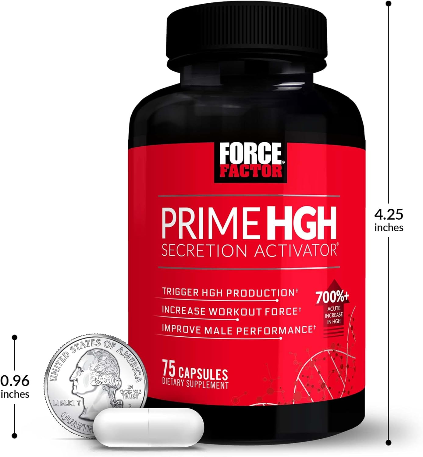 3-Pack Force Factor Prime HGH Supplement for Men - Activates HGH Secretion, Boosts Workout Force, & Enhances Performance with AlphaSize, 225 Count