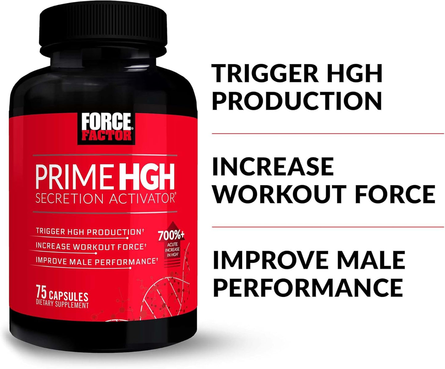 3-Pack Force Factor Prime HGH Supplement for Men - Activates HGH Secretion, Boosts Workout Force, & Enhances Performance with AlphaSize, 225 Count