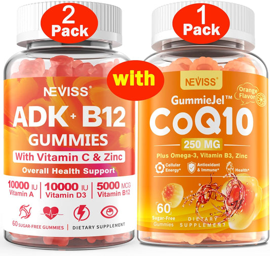 3-Pack Immune Support Gummies with Vitamin ADK, B12, and CoQ10-250mg