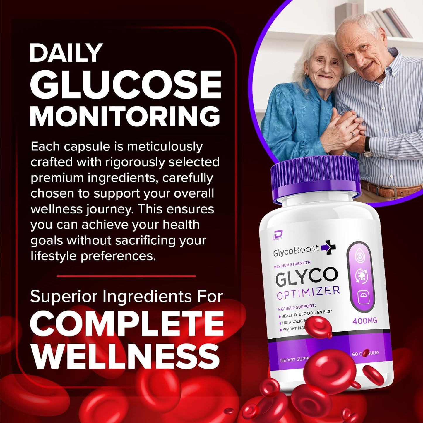 3 Pack Indelo Glyco Boost Capsules - All Natural Maximum Strength Glyco Optimizer Supplement for Healthy Levels - 180 Capsules