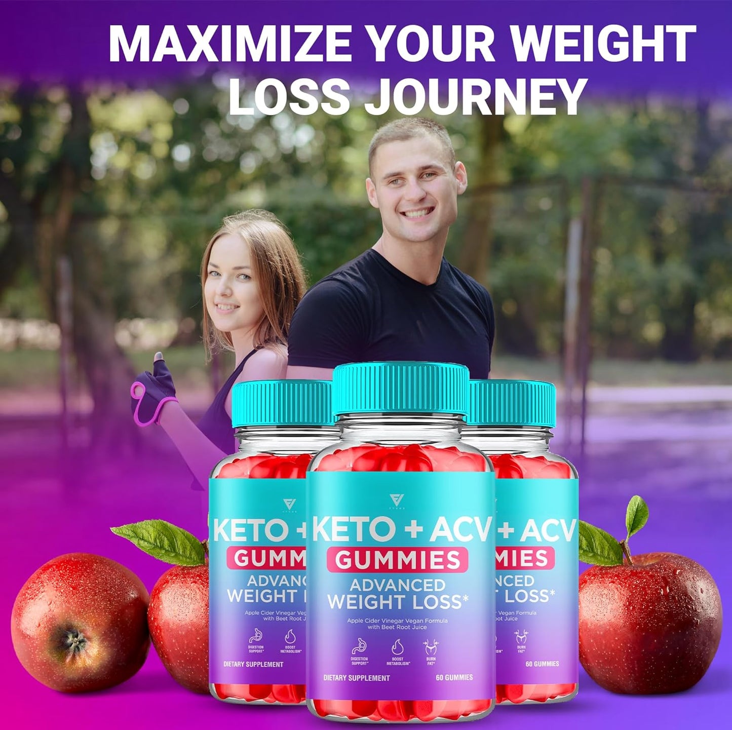 3 Pack Keto ACV Gummies for Advanced Slimming Formula - 1000MG Apple Cider Vinegar Gummy Supplement (180 Gummies)