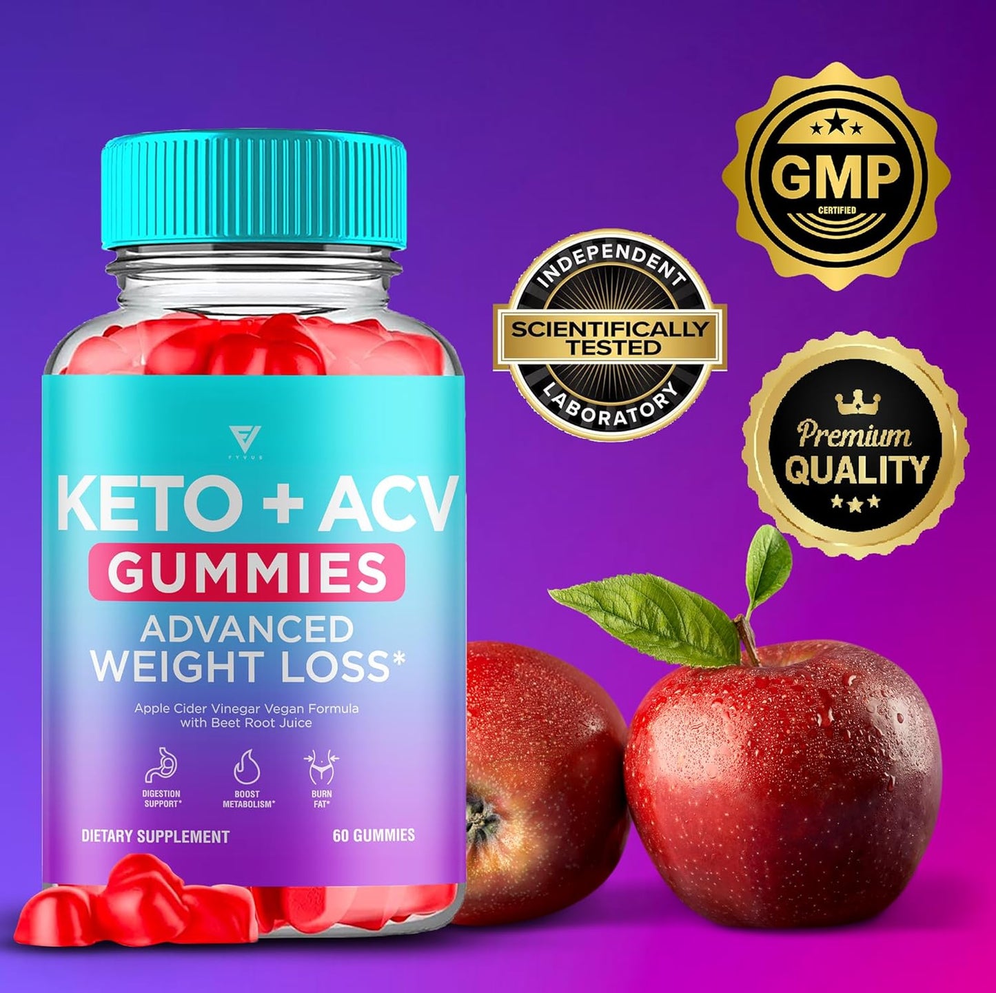 3 Pack Keto ACV Gummies for Advanced Slimming Formula - 1000MG Apple Cider Vinegar Gummy Supplement (180 Gummies)