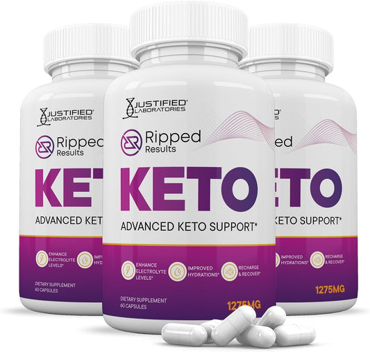 3 Pack Keto ACV Pills 1275MG with Green Tea & Olive Oil - Ripped Results Keto Support Blend - 180 Capsules