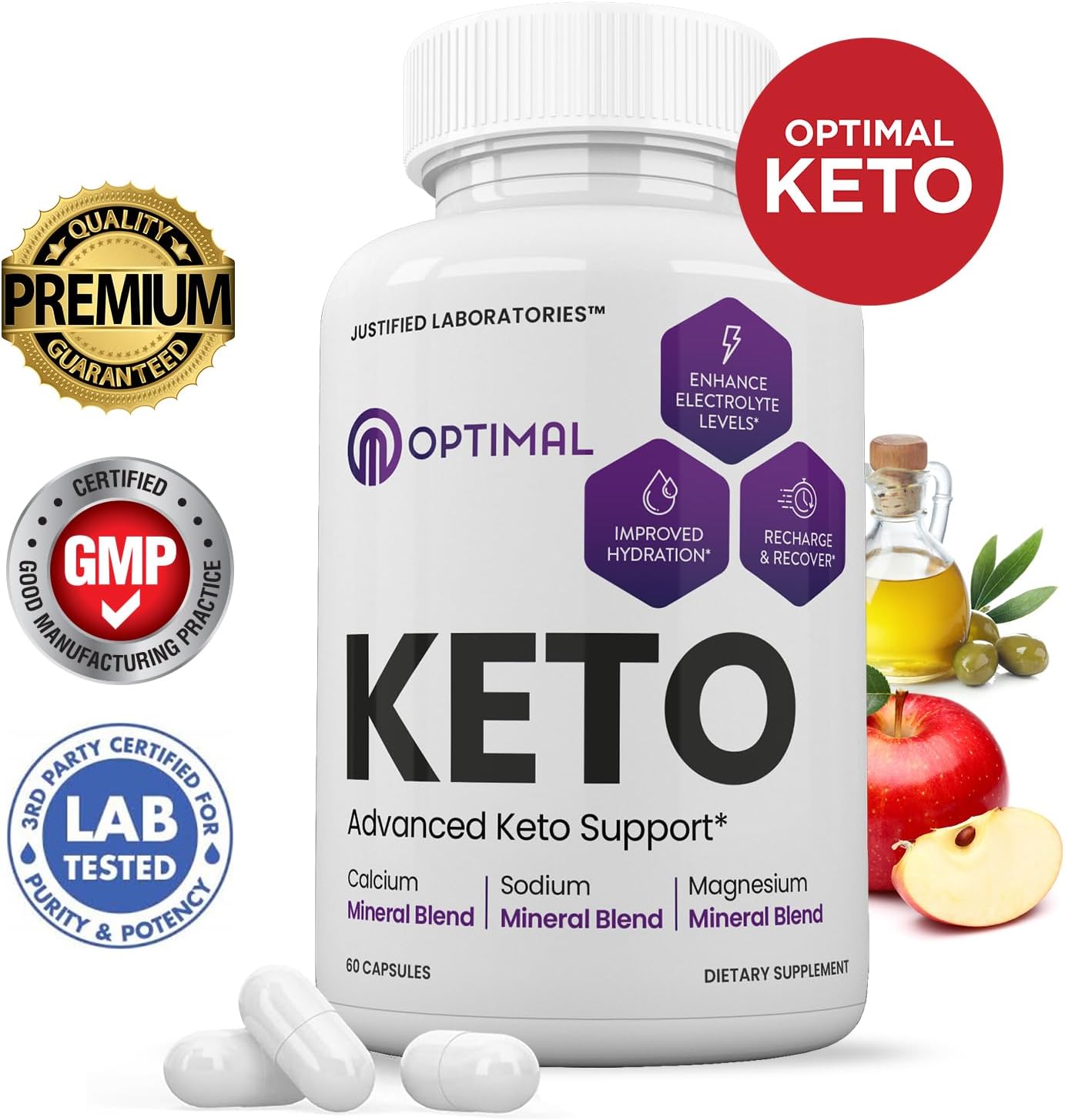3 Pack Keto Pills 1275MG with Apple Cider Vinegar, Olive Oil, Green Tea - 180 Capsules
