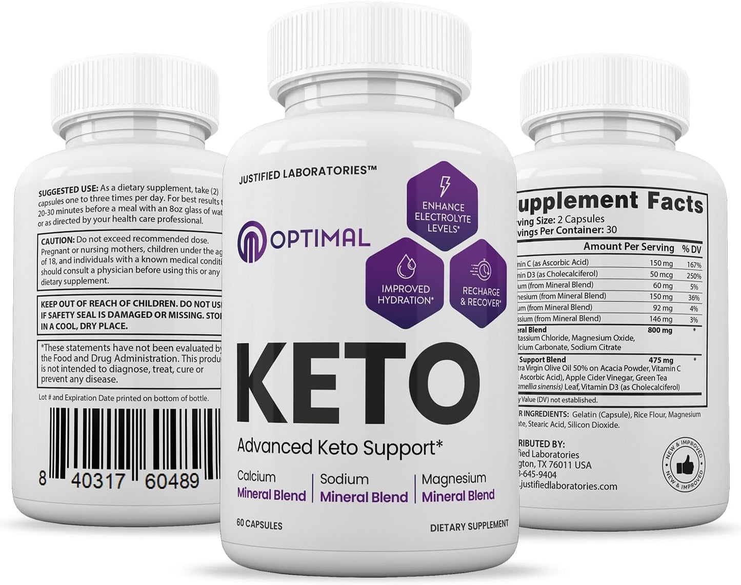3 Pack Keto Pills 1275MG with Apple Cider Vinegar, Olive Oil, Green Tea - 180 Capsules