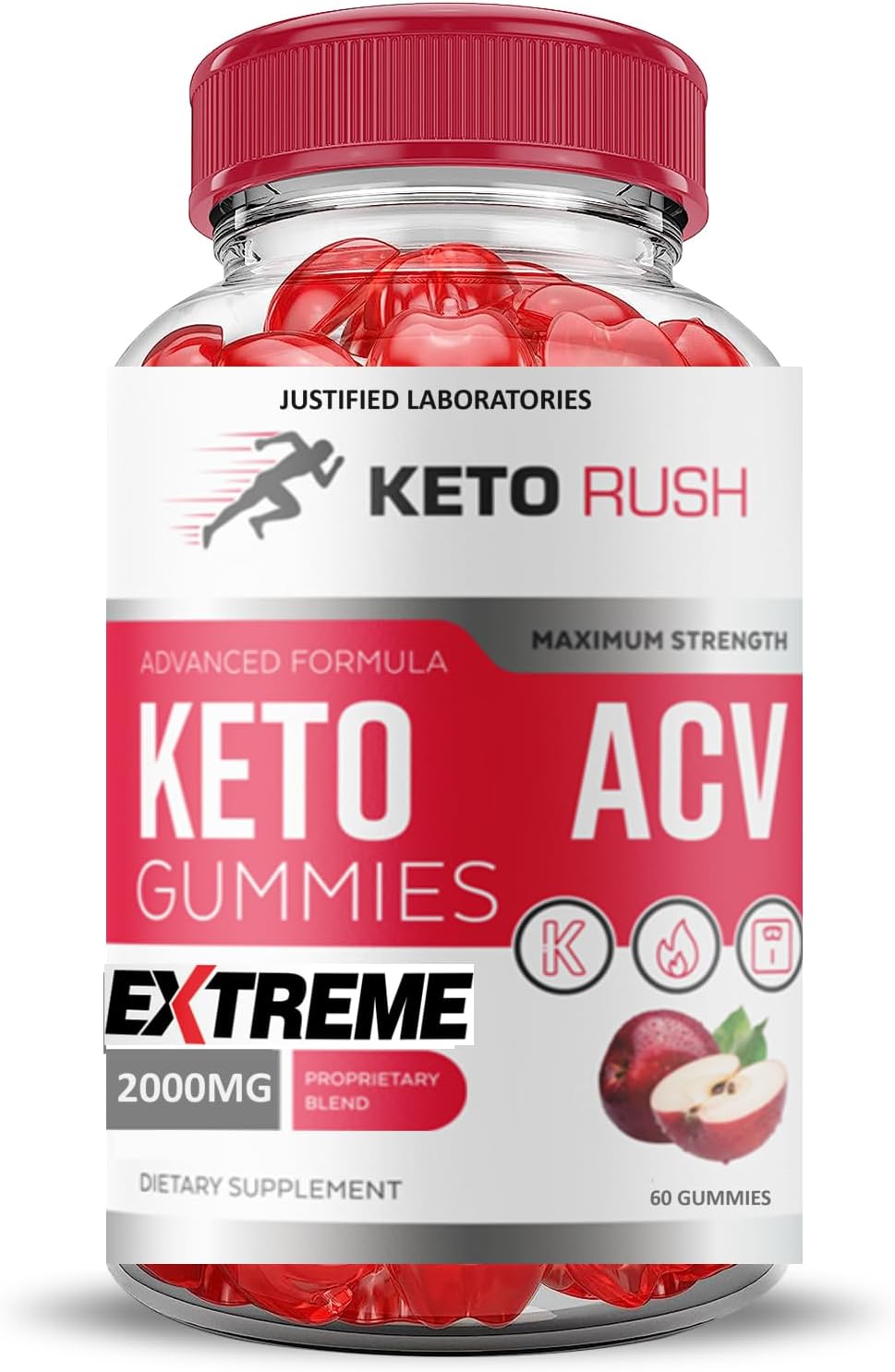 3 Pack Keto Rush Keto ACV Gummies - Extreme 2000MG Apple Cider Vinegar with Pomegranate & Beet Juice - B12 Vegan Non GMO - 180 Gummys