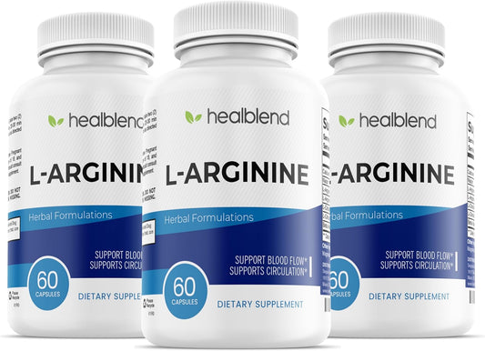 3-Pack L-Arginine Plus Supplement with Calcium, Niacin, L-Citrulline, and Beta Alanine - 180 Capsules