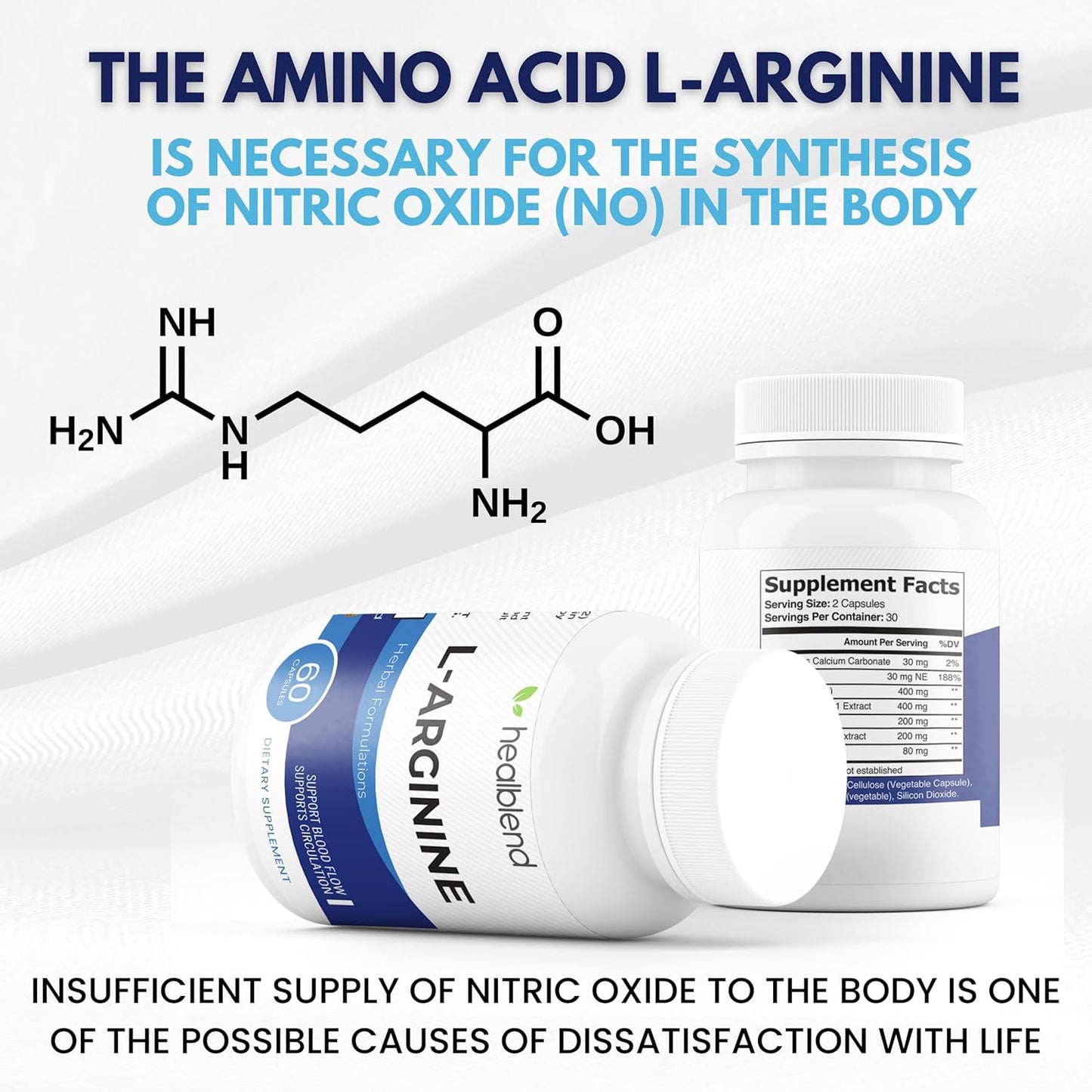 3-Pack L-Arginine Plus Supplement with Calcium, Niacin, L-Citrulline, and Beta Alanine - 180 Capsules