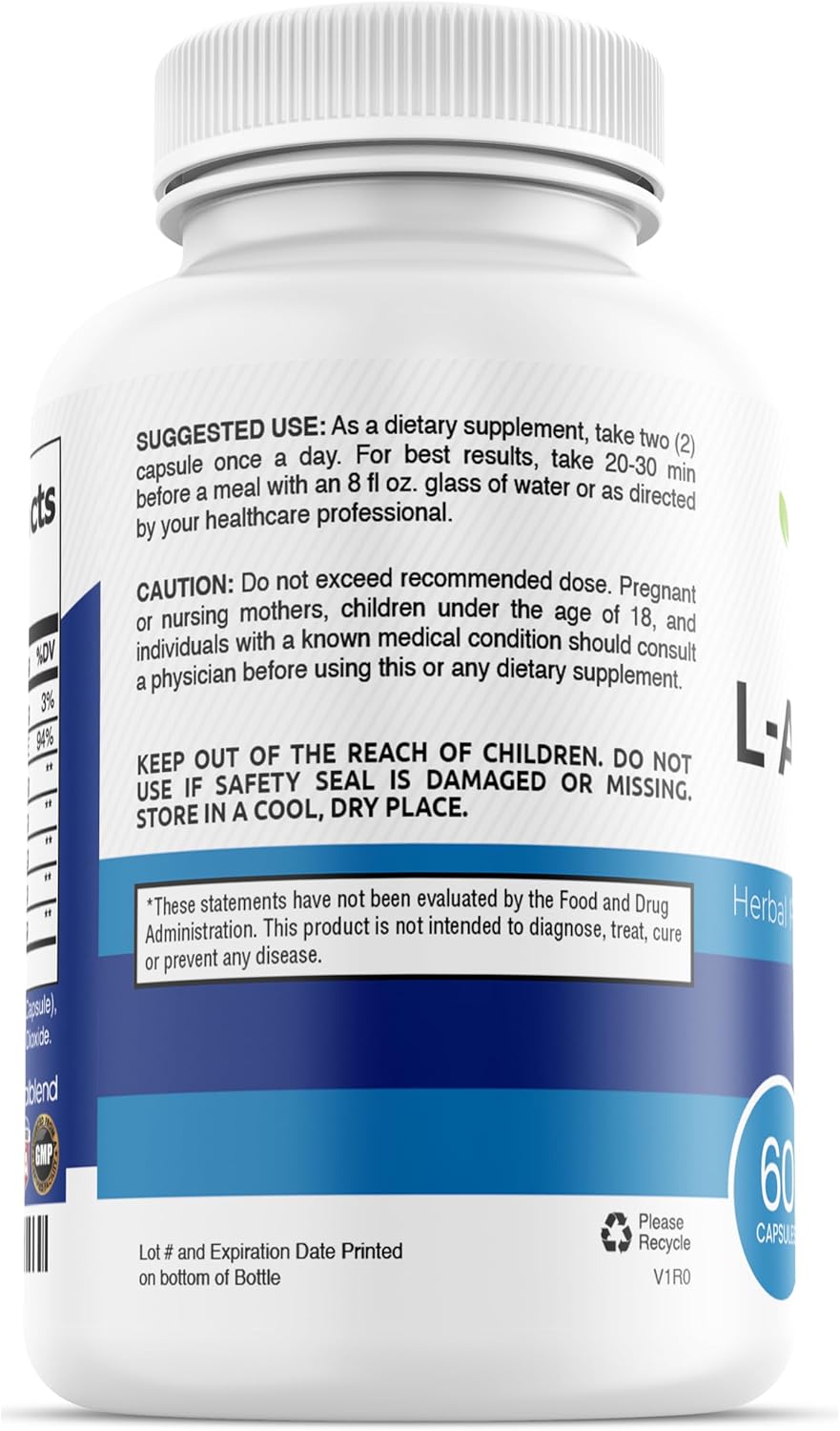 3-Pack L-Arginine Plus Supplement with Calcium, Niacin, L-Citrulline, and Beta Alanine - 180 Capsules